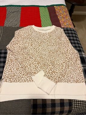 Time and Tru Neutral Leopard Print Crewneck in Cream and Brown